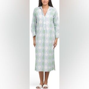 SAIL to SABLE cool blue/green caftan maxi dress